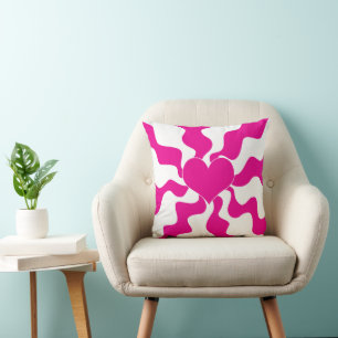 Almofada Coração do Amor em Magenta e Branco