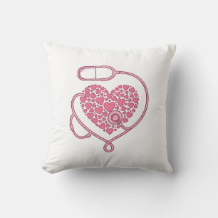 Almofada Coração Estetoscópio Amor Médico Desenho de Camisa
