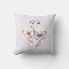 Almofada Coração Floral de Lavanda Rosa Borboletas Aniversá