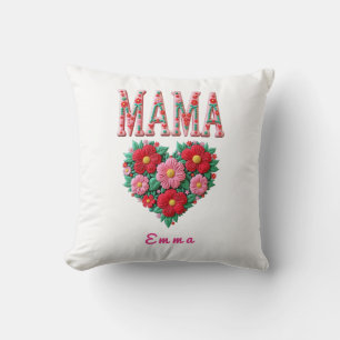 Almofada Coração Floral Mama Personalizado Presente Persona
