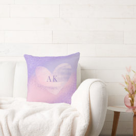 Almofada Coração Gradiente Roxo Rosa Monograma