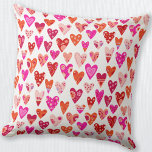 Almofada Coração Padrão Vermelho Cor-de-Rosa Moderno<br><div class="desc">Padrão cardíaco moderno contemporâneo em vermelho,  rosa e laranja. Design brilhante e feliz. Arte original de Nic Squirrell.</div>