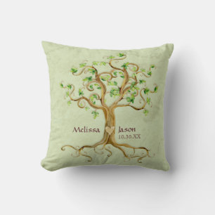 Almofada Coração personalizado Antiqued raizes dos nomes