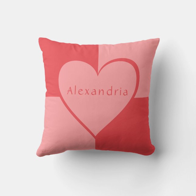 Almofada Coração Rosa e Vermelho Personalizado (Verso)