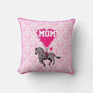 Almofada Coração rosa e zebra divertidos para a mãe