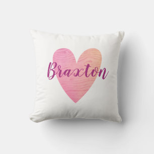 Almofada Coração Simples de Script Personalizado Rosa