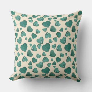 Almofada Coração Verde de Aquarela de Dia de os namorados Ú
