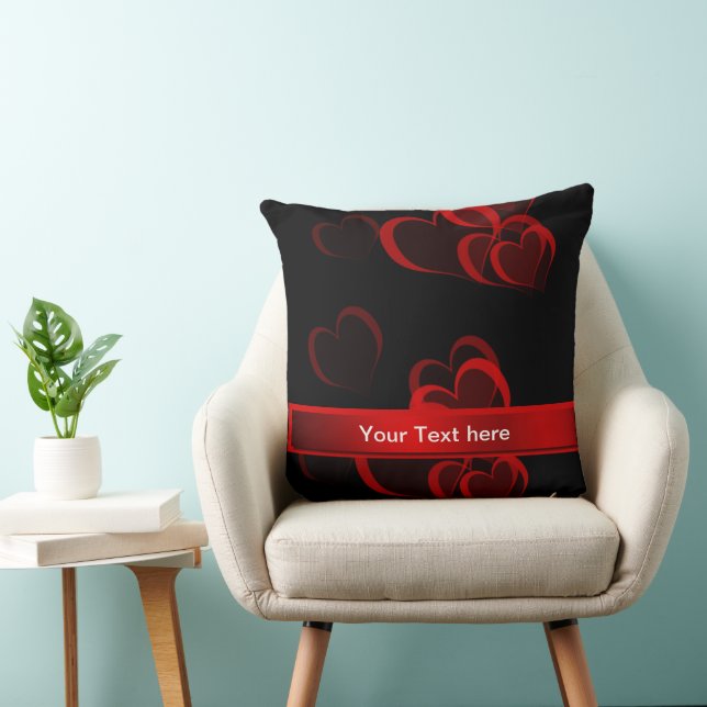 Almofada coração vermelho no texto preto modelo (Cadeira)