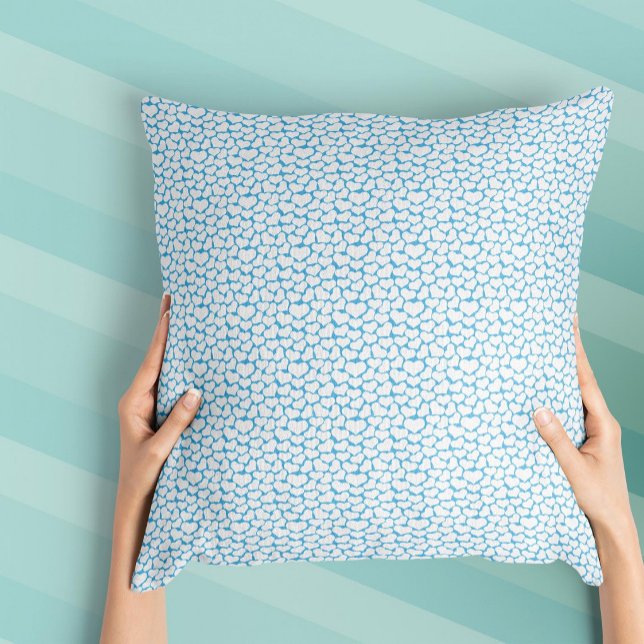 Almofada Corações Brancos Céu Azul Design Feliz (Criador carregado)