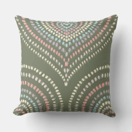 Almofada Corações concêntricos arco-íris cor-de-rosa verde