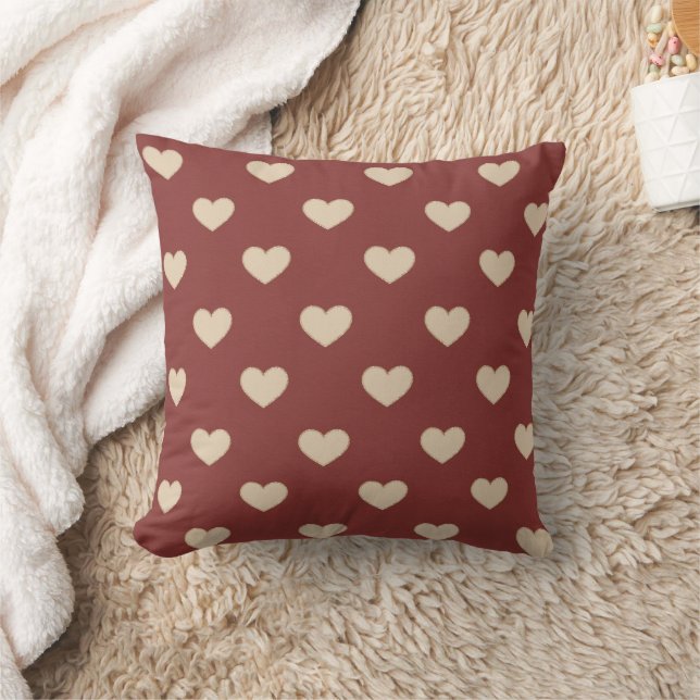 Almofada Corações de Brilho Creme Vermelho Dourado  (Cobertor)