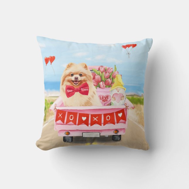 Almofada Corações de Caminhões Dias de os namorados de Cão  (Frente)