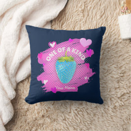 Almofada Corações De Morango Azul Cujo Tipo É Rosa