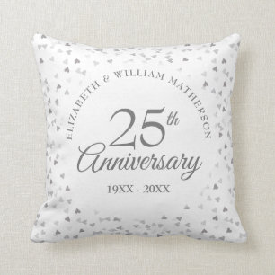 Almofada Corações de Prata de 25º Aniversário