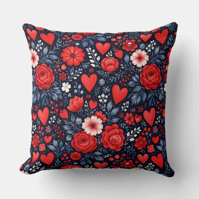 Almofada Corações e Flores Caprichosos (Frente)