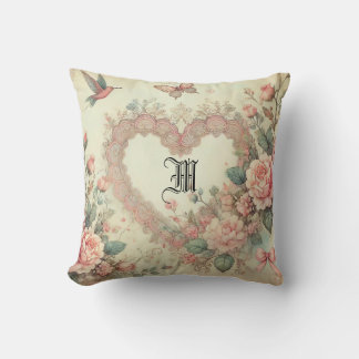 Almofada Corações Florais Boho Aquarela Pastel Vintage
