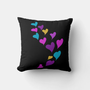 Almofada Corações Lindos Pingando Rosa Amarelo Azul Preto