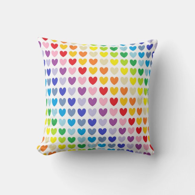Almofada Corações mais largos do arco-íris do espectro (Frente)