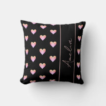 Corações Modernos Cor-de-Rosa Preto Personalizado
