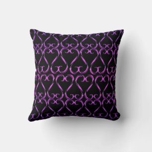 Almofada Corações Torcidos Roxo Rosa e Preto