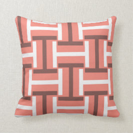 Almofada Coral, Brown e Weave branco de T