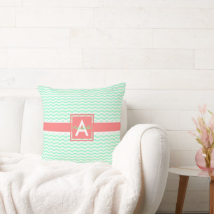 Almofada Coral Chevron da hortelã