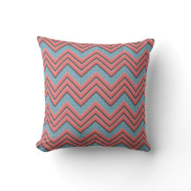 Coral Chevrons com Fundo de Teal/Coral