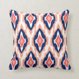 Almofada Coral de pêssego moderno Ikat Tribal Padrão 1a