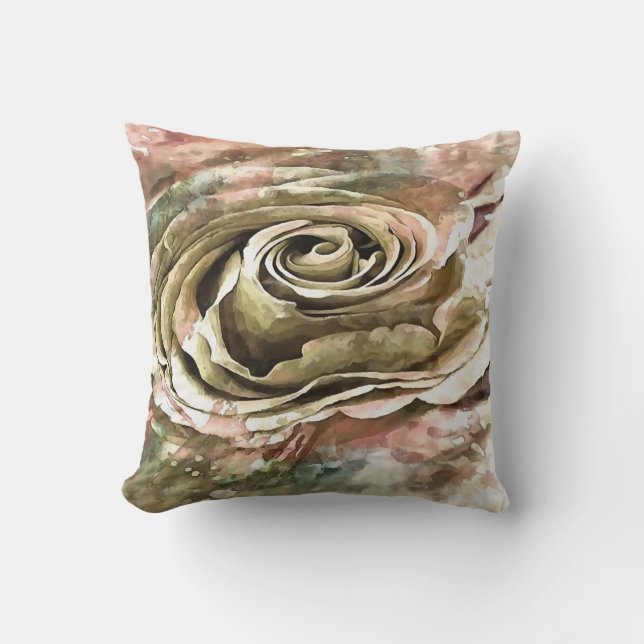 Almofada Coral e Rosa artística romântica Cinza (Frente)