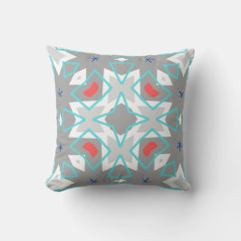 Almofada Coral Gray Mandala Pattern | Geometric Floral Boho