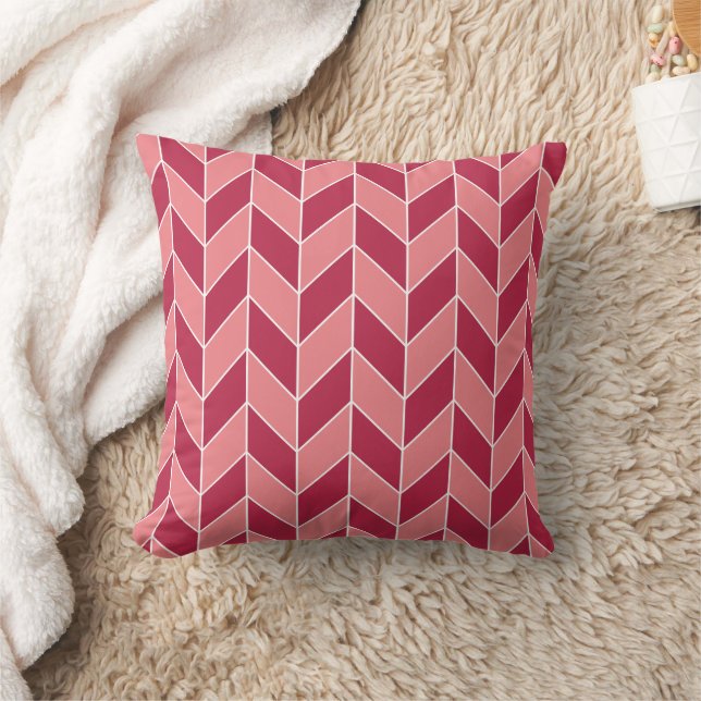 Almofada Coral Moderno Magenta Herringbone Chevron (Cobertor)
