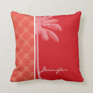Almofada Coral tropical & redemoinho vermelho