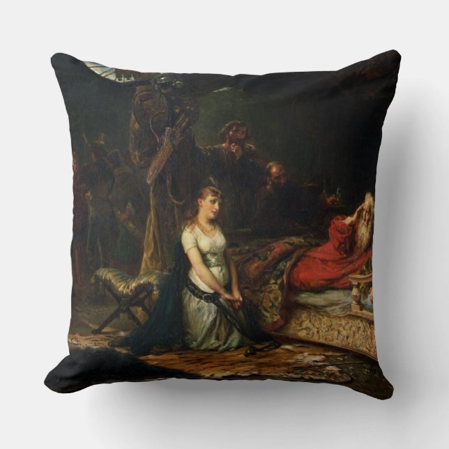 Almofada Cordelia e rei Lear (óleo em canvas) (Frente)