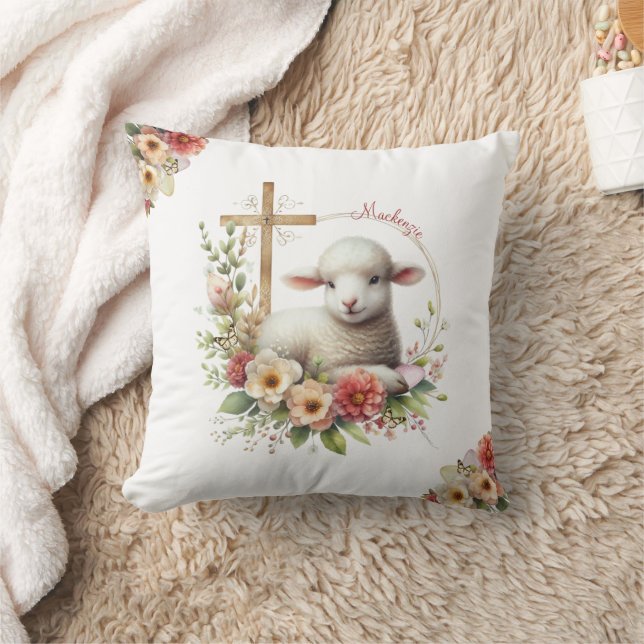Almofada Corderiro de Páscoa Aquarela Personalizado (Cobertor)