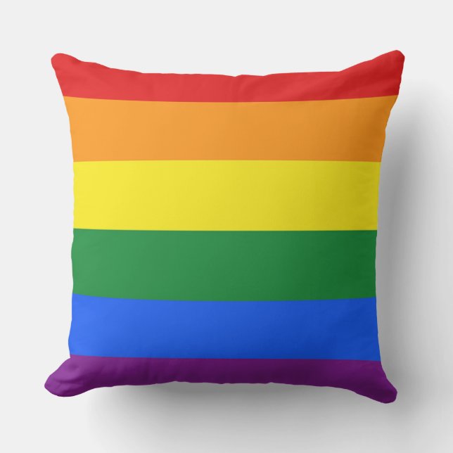 Almofada CORES DA BANDEIRA ARCO-ÍRIS listras + suas ideias (Frente)
