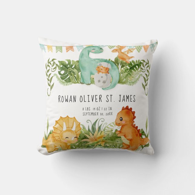 Almofada Cores-d'água Cachorros Dinossauro Bebê Nurserra (Frente)