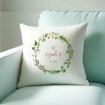 Almofada Cores d'água Vermelhas e Verdes Natal Personalizad<br><div class="desc">Comemorar os feriados em estilo com estas travesseiros de Natal personalizadas e decorativas. Apresentando uma réplica da minha camada original de aquarela em tons vermelhos e verdes de framboesa em relação a um fundo branco, esses travesseiros podem ser personalizados com seus nomes e estabelecidos data na tipografia de roteiro. O...</div>