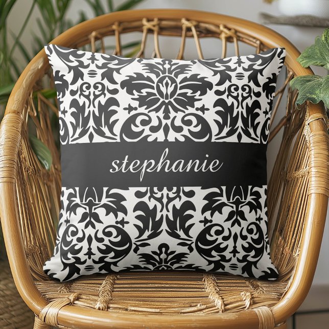 Almofada Cores damasco elegantes com preto e branco (Custom Pillow)