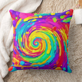 Almofada Cores de Arte de Salpicos em Espiral Vibrante