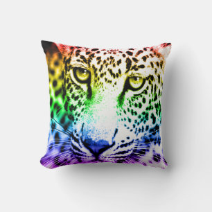 Almofada Corey Tiger Anos 80 Vintage Arco-íris Leopardo da