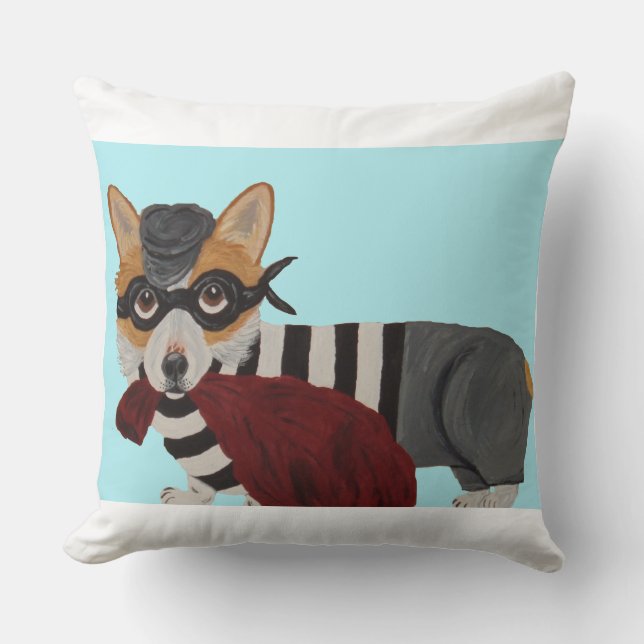 Almofada Corgi Burglar Throw Pillow (Frente)