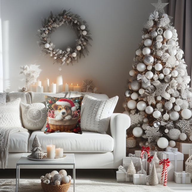 Almofada Corgi Christmas Cuteness (Cute Corgi Christmas fun.)