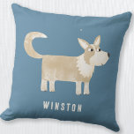 Almofada Corgi Dog Personalizado<br><div class="desc">Desenho personalizado Adorável de cão Pembroke Welsh Corgi num fundo verde teal. Altere ou remova o nome a ser personalizado. Arte original de Nic Squirrell.</div>