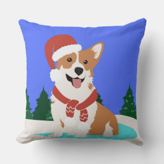 Almofada Corgi festivo na Wonderland de inverno