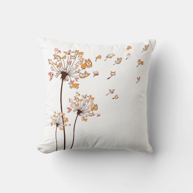 Almofada Corgi Flower Dandelion Camisa Cão Cachorro (Frente)