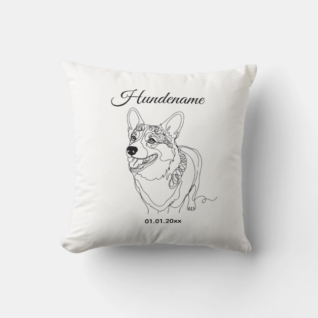 Almofada Corgi Line Art personalized dog (Frente)