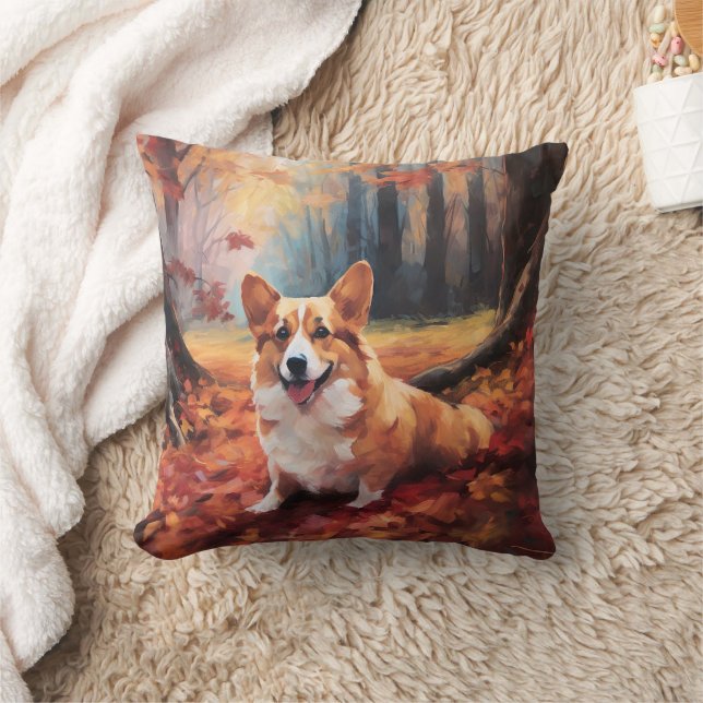 Almofada Corgi no Outono Folhas Caídas Inspiram (Cobertor)