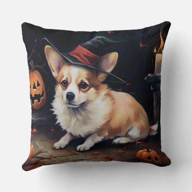 Almofada Corgi Pumpkins Halloween Scary (Verso)