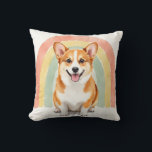 Almofada Corgi Watercolor Rainbow Arc Art<br><div class="desc">A joyful Corgi portrait in a soft watercolor style with a playful rainbow arc background. This design captures charm, happiness, and warmth—perfect for dog lovers and cheerful decor.</div>