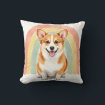 Almofada Corgi Watercolor Rainbow Arc Art<br><div class="desc">A joyful Corgi portrait in a soft watercolor style with a playful rainbow arc background. This design captures charm,  happiness,  and warmth—perfect for dog lovers and cheerful decor.</div>